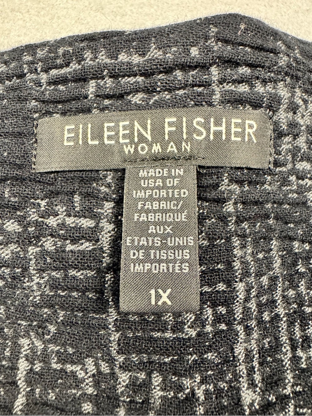 Eileen Fisher Jacket Womens 1X Gray Textured Organic Cotton Blend Open Front - Picture 6 of 9